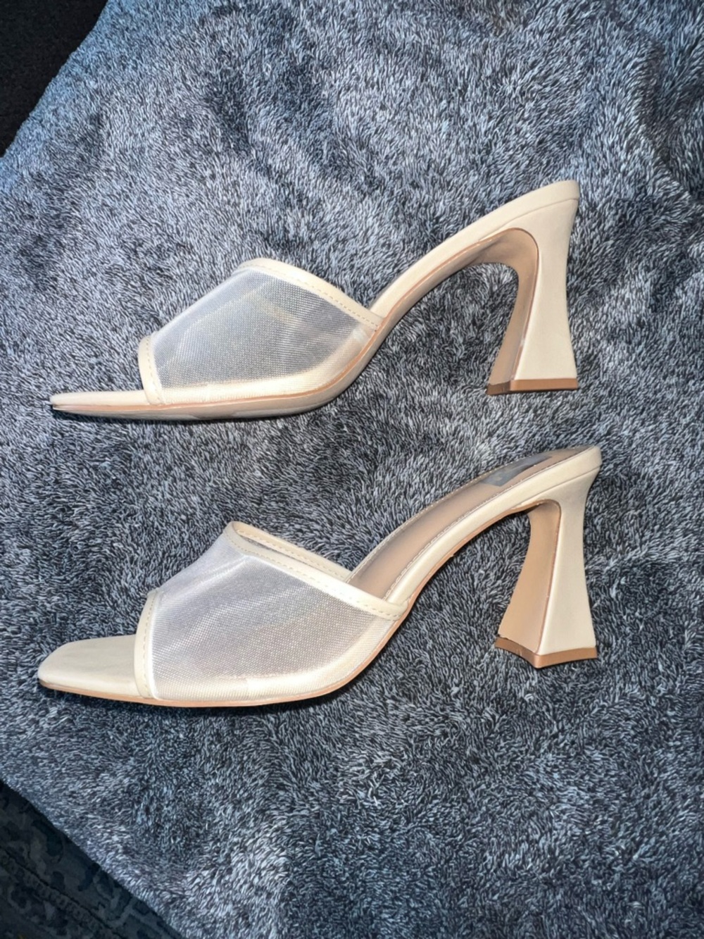 Dolce Vita Beige Mesh Open-Toe Mule Heels